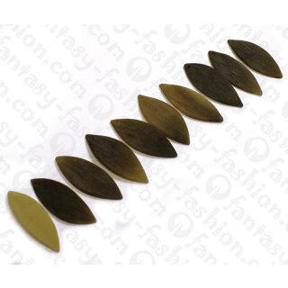 Water Bufallo Horn Eye Shape Caranail White Matte 46x3mm / 10pcs.