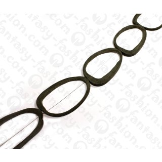 Wasserbüffel Horn Irregular Oval Crosscut Black Matte 85mm / 5pcs.