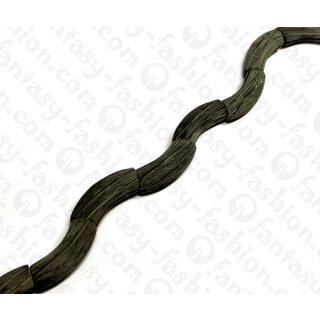 Water Bufallo Horn Bent Tube with Vertical Groove Black Matte 45x12mm / 8pcs.