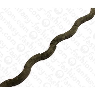 Water Bufallo Horn Bent Tube with Carving Black Matte 45x12mm / 10pcs.