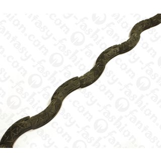 Water Bufallo Horn Bent Tube with Carving Black Matte 45x12mm / 10pcs.