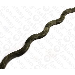 Water Bufallo Horn Bent Tube with Carving Black Matte 45x12mm / 10pcs.