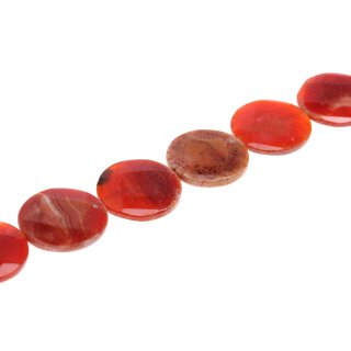 Stone Red line agate flat round faceted / 42mm.