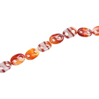 Stone red line agate oval ring / 18mm.