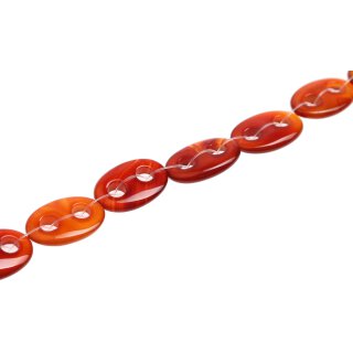 Stone red line agate oval ring / 35mm.