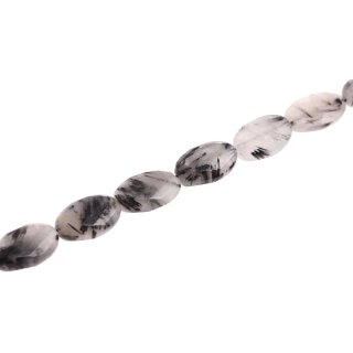 Stein Perlen Grey cloudy QZ oval faceted / 30mm.
