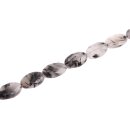 Stein Perlen Grey cloudy QZ oval faceted / 30mm.