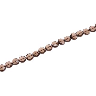 Stone Smoke Quarzt flat round faceted / 10mm.