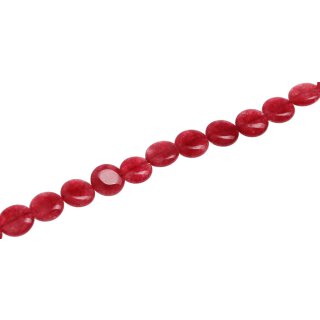 Stein Perlen Rhodonite pink flat round   / 15mm.