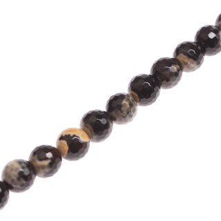 Stone Black agate faceted round beads / 13mm.