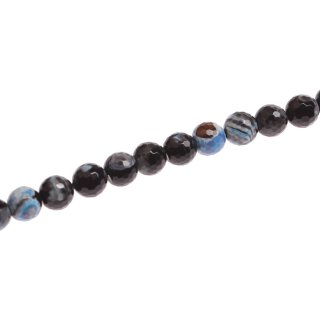 Stone Agate blue faceted round beads / 14mm.