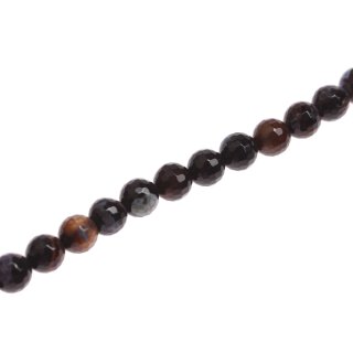 Stone agate black faceted round beads / 12mm.