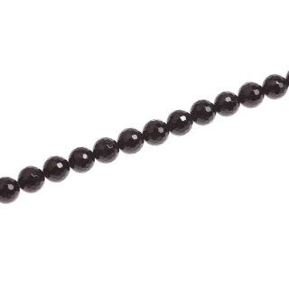 Stone black agate faceted round beads / 10mm.