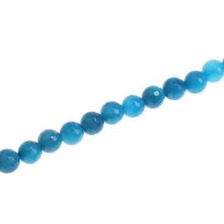 Stone blue agate faceted round beads / 10mm.