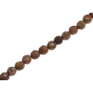 Stone Unakite faceted round beads / 8mm.
