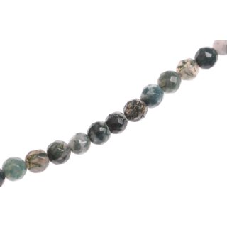 Stone Moss agate faceted round beads / 8mm.