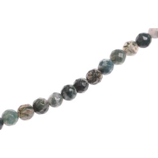 Stein Perlen Moss agate faceted round beads / 8mm.