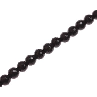 Stone black agate faceted round beads / 8mm.