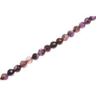 Stone purple agate faceted round beads / 8mm.