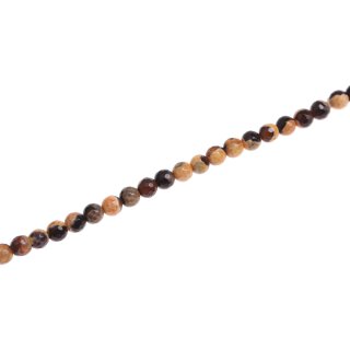 Stone Brown-orange agate faceted round beads / 6mm.
