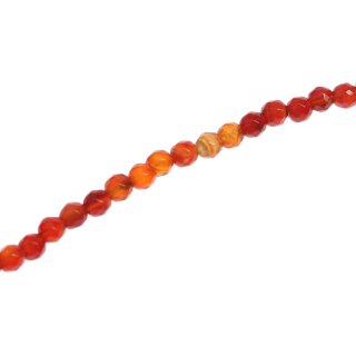 Stone red line agate faceted round beads / 6mm.