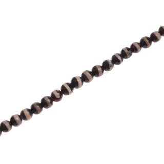 Stone agate black & white faceted round beads / 6mm.