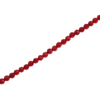 Stone dyed red bamboo coral faceted round beads / 4mm.