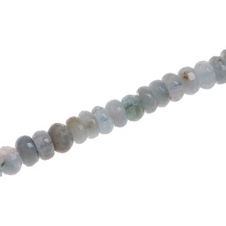 Steinperlen Aquamarine faceted saucer   / 10x5mm.