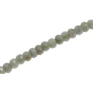 Steinperlen Aquamarine faceted saucer   / 9x6mm.