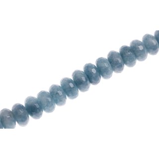 Steinperlen Aquamarine sea blue faceted saucer   / 11x6mm.