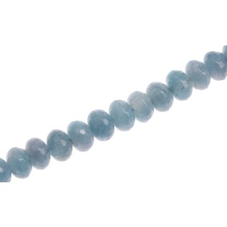 Steinperlen Aquamarine sea blue faceted saucer   / 8x6mm.