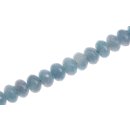 Steinperlen Aquamarine sea blue faceted saucer   / 8x6mm.