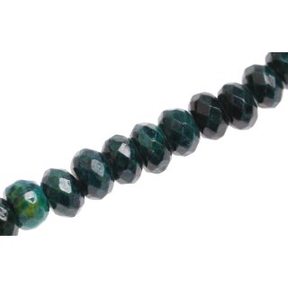 Steinperlen dye calcite green faceted saucer   / 12x8mm.