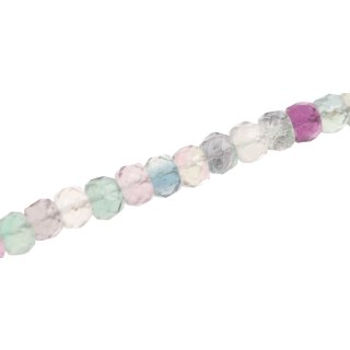 Stone Rainbow fluorite faceted saucer   / 10mm.