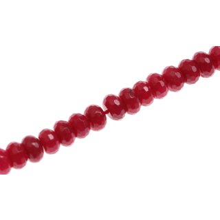 Stone Ruby red faceted saucer   / 10x6mm.