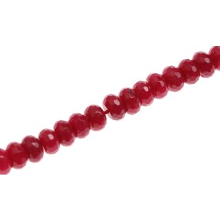 Steinperlen Ruby red faceted saucer   / 10x6mm.