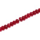 Stone Ruby red faceted saucer   / 10x6mm.