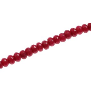 Stone Ruby red faceted saucer   / 8x5mm.