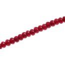 Stone Ruby red faceted saucer   / 8x5mm.