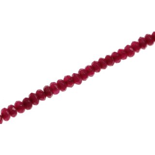 Stone Ruby red faceted saucer   / 4x2mm.