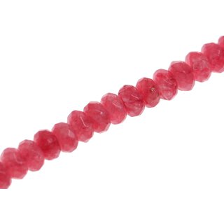 Steinperlen Rhodonite pink faceted saucer   / 6x4mm.