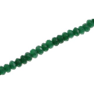 Stone Dyed green jade faceted saucer   / 5mm.