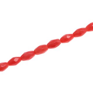 Stone Dyed bamboo coral salmon faceted oval    / 8mm.