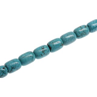 Steinperlen SYN. Turquoise blue tube rounded / 17x14mm.