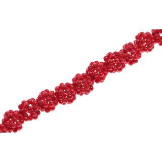 Stone dyed coral red round beads  flower / 12mm.