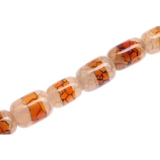 Steinperlen Tibetan agate brown-white tube / 20x14mm.