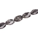 Steinperlen Orbicular Granite twisted oval / 35mm.