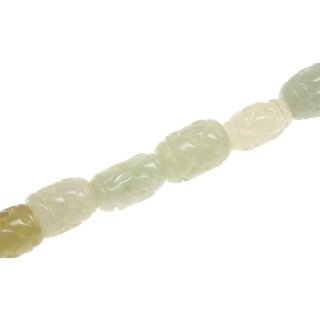 Stone Jade carved green tube rounded / 20mm.