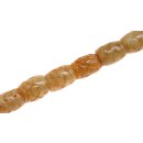 Steinperlen Jade carved brown tube rounded / 20mm.