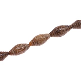 Steinperlen Jade carved brown double cone / 25mm.